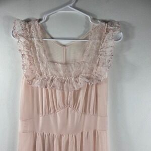 Vintage‎ Pink Lace Trim Nightgown Maxi Cottagecore Flowy Sz S